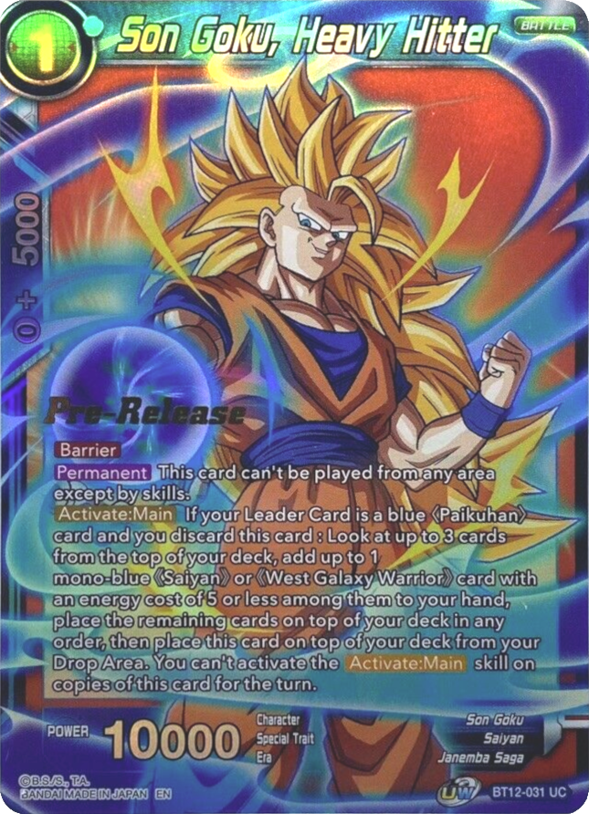 Son Goku, Heavy Hitter (BT12-031) [Vicious Rejuvenation Prerelease Promos]