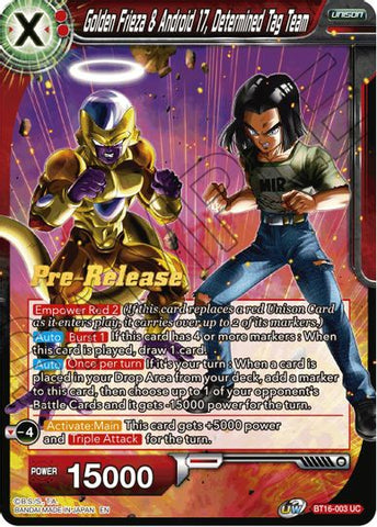 Golden Frieza & Android 17, Determined Tag Team (BT16-003) [Realm of the Gods Prerelease Promos]