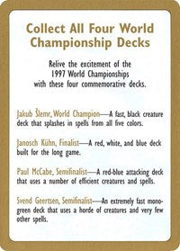 1997 World Championship Advertisement Card [World Championship Decks]