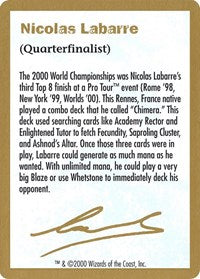 2000 Nicolas Labarre Biography Card [World Championship Decks]