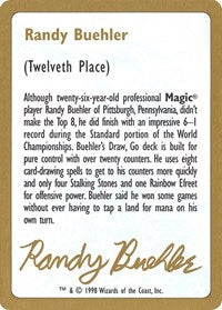 1998 Randy Buehler Biography Card [World Championship Decks]