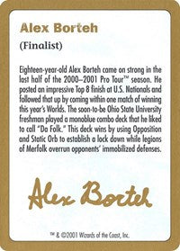 2001 Alex Borteh Biography Card [World Championship Decks]