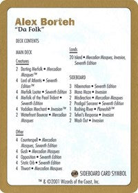 2001 Alex Borteh Decklist Card [World Championship Decks]