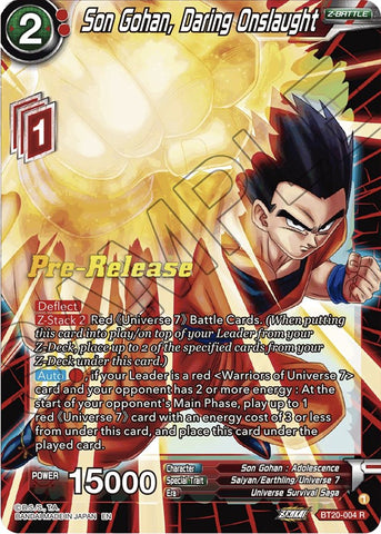 Son Gohan, Daring Onslaught (BT20-004) [Power Absorbed Prerelease Promos]