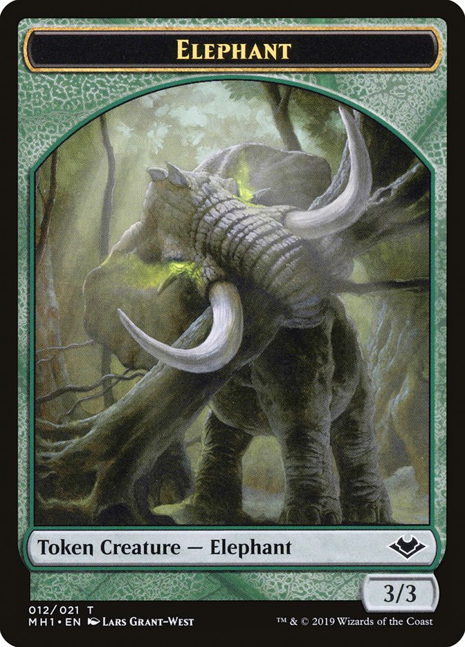 Zombie (007) // Elephant (012) Double-Sided Token [Modern Horizons Tokens]