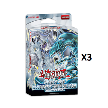 3x Yu-Gi-Oh! Saga Of Blue Eyes White Dragon Structure Deck Reprint Unlimited Edition BUNDLE