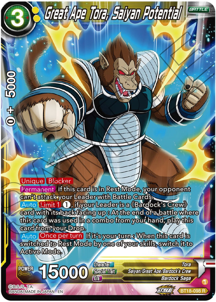 Great Ape Tora, Saiyan Potential (BT18-098) [Dawn of the Z-Legends]
