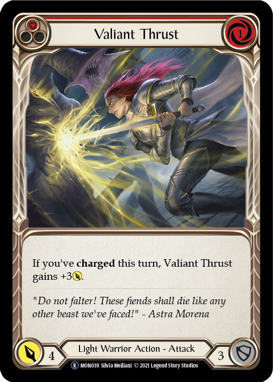 Valiant Thrust (Red) [U-MON039-RF] (Monarch Unlimited)  Unlimited Rainbow Foil