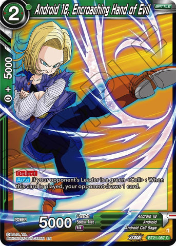 Android 18, Encroaching Hand of Evil (BT21-087) [Wild Resurgence]