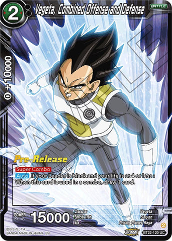 Vegeta, Combined Offense and Defense (BT22-120) [Critical Blow Prerelease Promos]