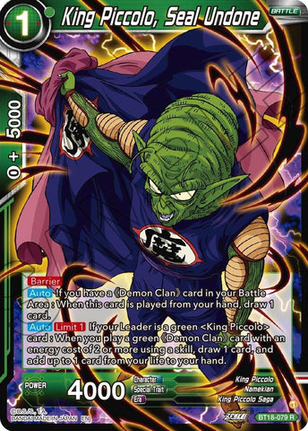 King Piccolo, Seal Undone (BT18-079) [Dawn of the Z-Legends]