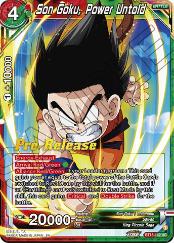 Son Goku, Power Untold (BT18-142) [Dawn of the Z-Legends Prerelease Promos]