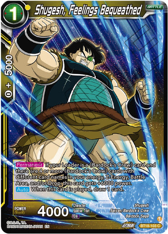 Shugesh, Feelings Bequeathed (BT18-103) [Dawn of the Z-Legends]