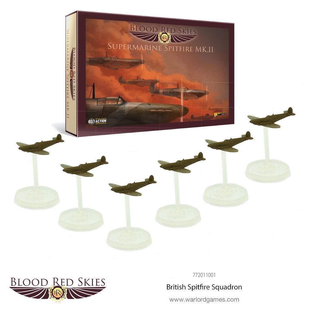 British Spitfire 6 Plane Squadron - Blood Red Skies