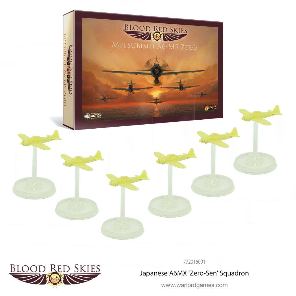 Japanese A6MX 'Zero-Sen' 6 Plane Squadron - Blood Red Skies