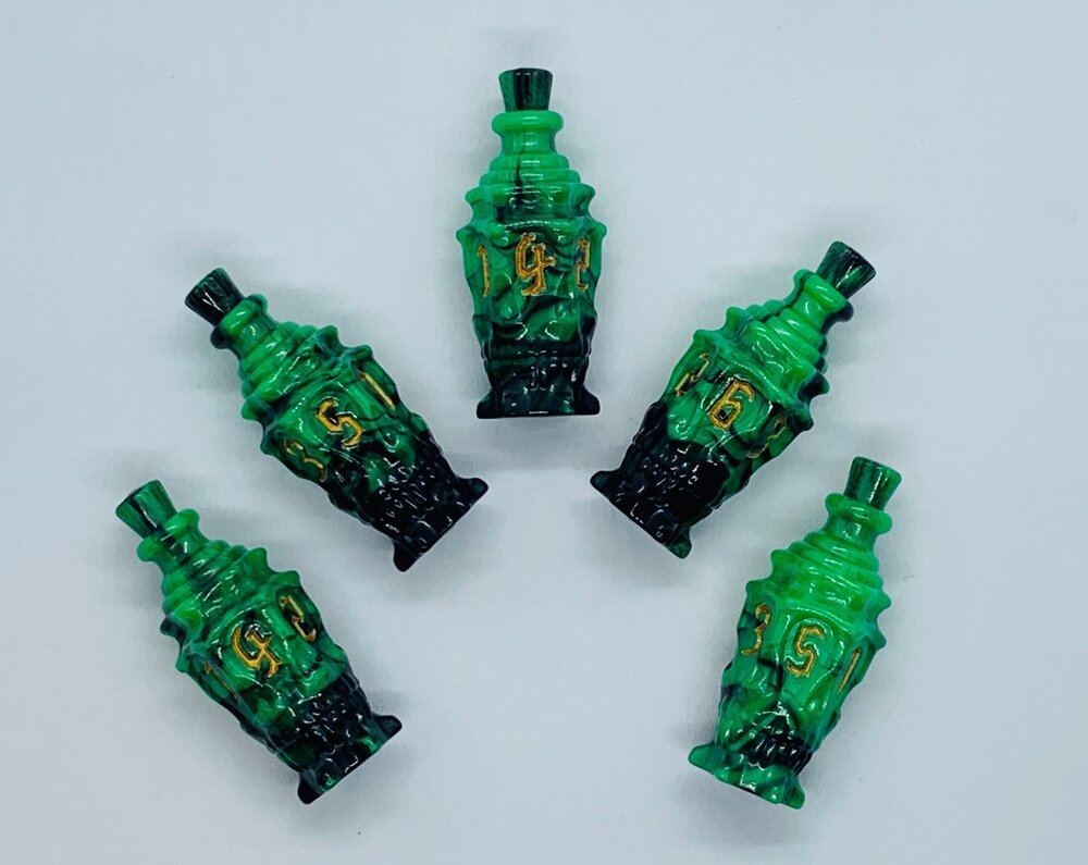 PolyHero Rogue: 5d6 Poison Vials - Venom Green