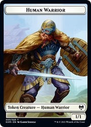 Human Warrior // Icy Manalith Double-Sided Token [Kaldheim Tokens]