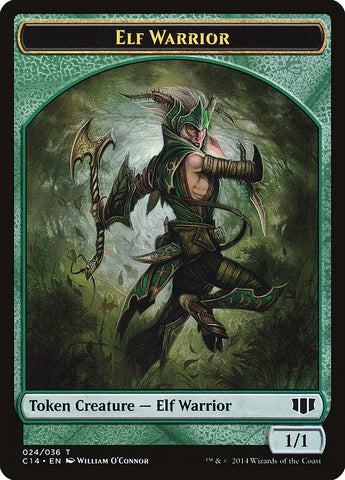 Elephant // Elf Warrior Double-Sided Token [Commander 2014 Tokens]