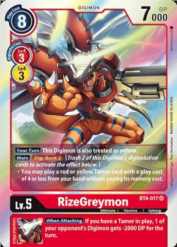 RizeGreymon (BT4-017) [BT-04: Booster Great Legend]