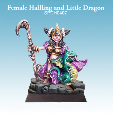 Female Halfling and Little Dragon Spellcrow
