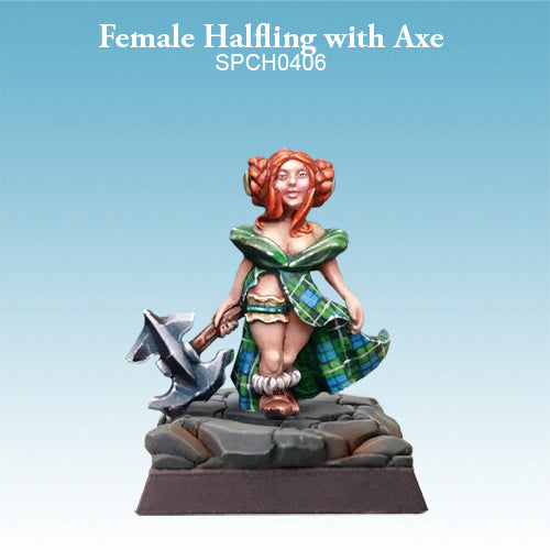 Female Halfling with Axe Spellcrow
