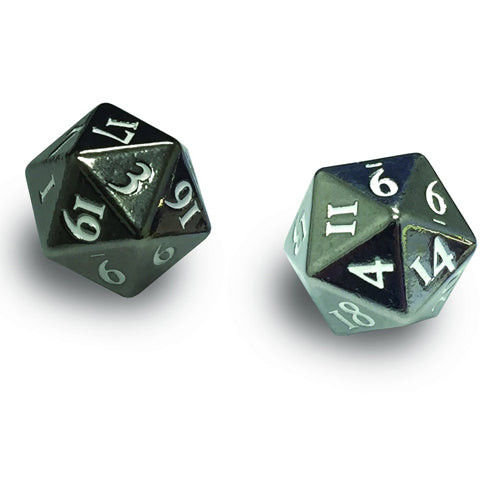 Ultra Pro Heavy Metal Dice D20  Gun Metal with White Numbers