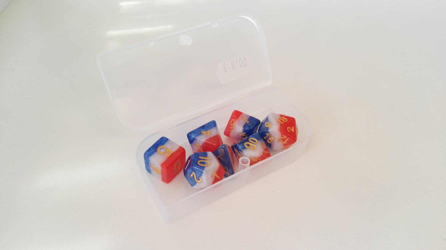 Trade Dice: Dungeons and Dragons Set- Red, White and Blue