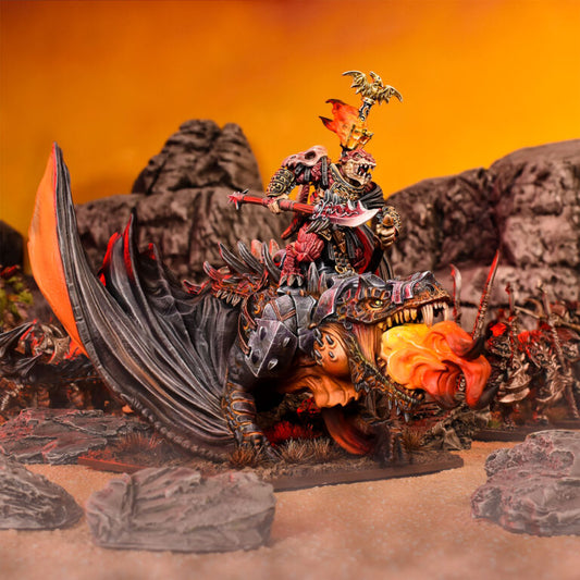 Kings of War Salamander Clan Lord on Firedrake