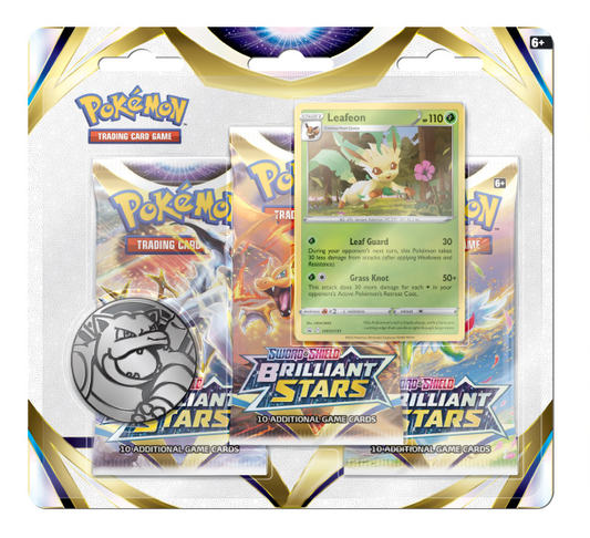 Pokemon TCG: Sword & Shield 9 Brilliant Stars 3-Pack Booster Display Leafeon