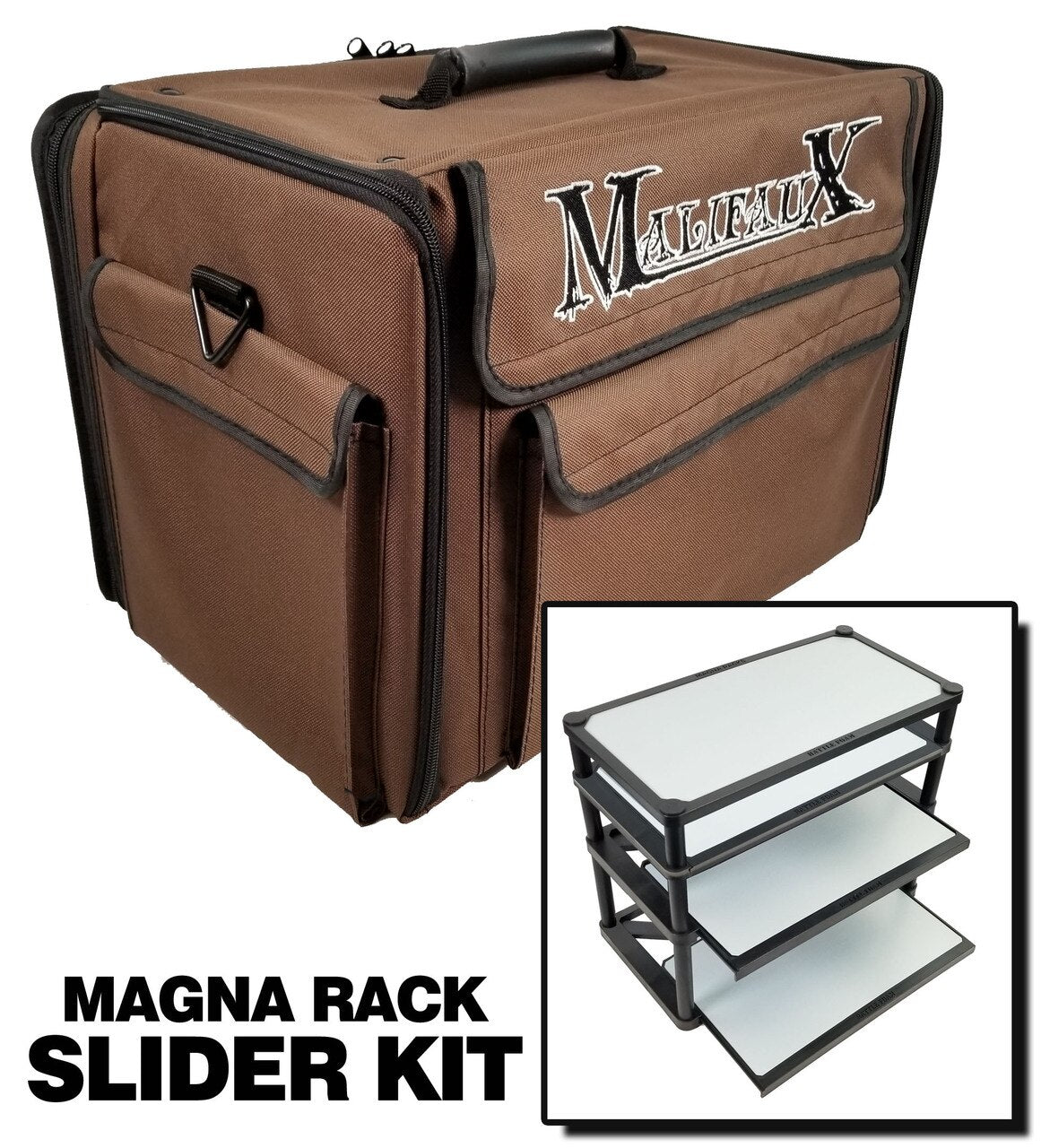 Malifaux Bag 2.0 with Magna Rack Slider Load Out (Brown) Battle Foam