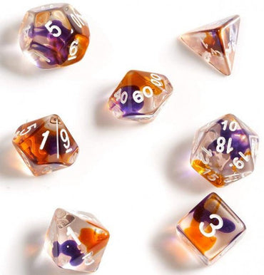Sirius Dice Polyhedral Dice Set -Translucent Purple/Orange/Clear