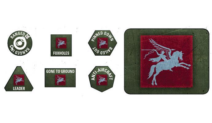 Flames of War 6th Airborne Tokens (x20) & Objectives (x2)