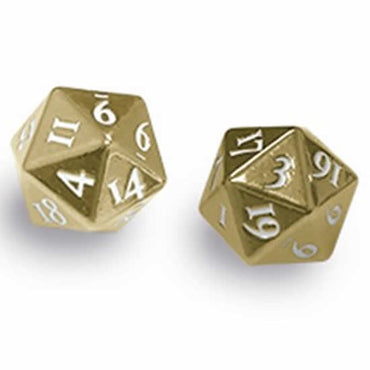 Ultra Pro Heavy Metal Dice D20  Gold with White Numbers