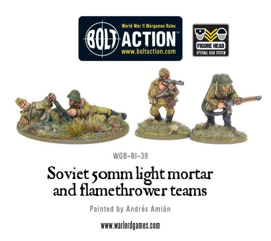 Bolt Action Soviet Army 50mm light mortar and Flamethrower teams