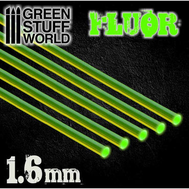 Green Stuff World: Acrylic Rods - Round 1.6 mm Fluor GREEN