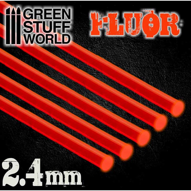 Green Stuff World: Acrylic Rods - Round 2.4 mm Fluor RED-ORANGE