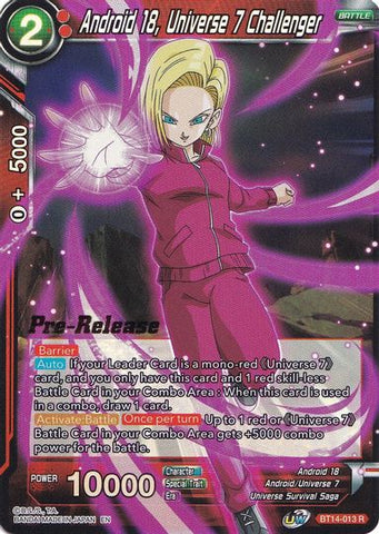 Android 18, Universe 7 Challenger (BT14-013) [Cross Spirits Prerelease Promos]