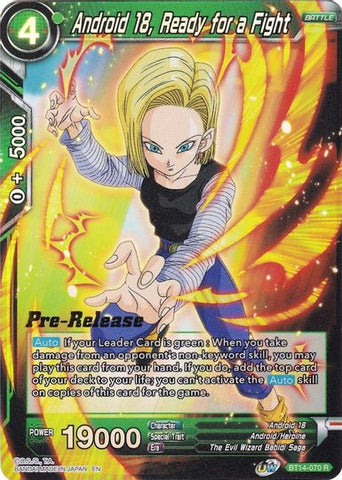 Android 18, Ready for a Fight (BT14-070) [Cross Spirits Prerelease Promos]