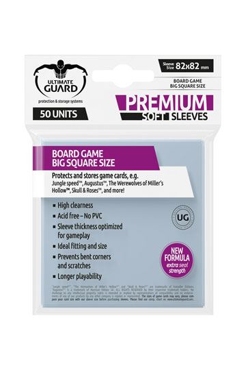 Ultimate Guard Premium Soft Sleeves for Board Game Cards Big Square 82x82mm (50)