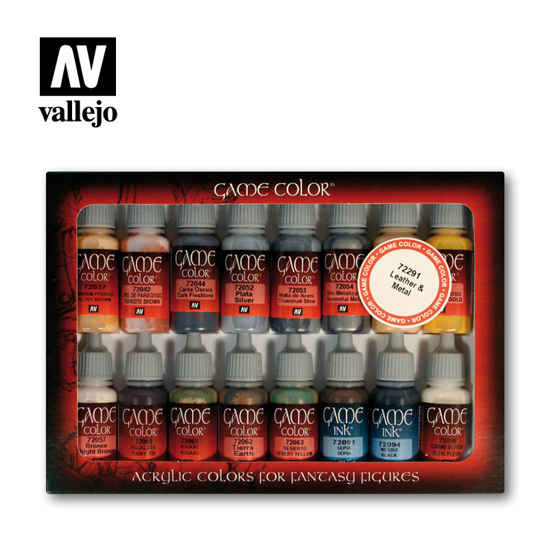 Vallejo Paint - Model Colors Set - Leather & Metal 16x17ml
