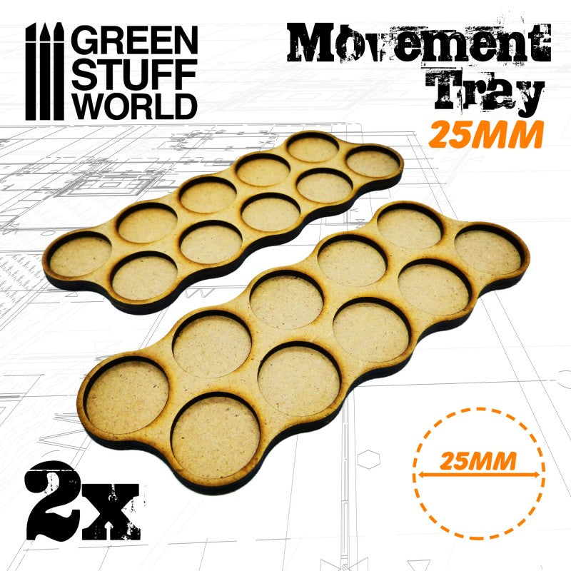 Green Stuff World: Movement Trays 25mm Skirmish x10