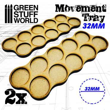 Green Stuff World: Movement Trays 32mm Skirmish x10