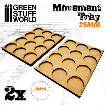 Green Stuff World MDF Movement Trays 25mm 3x4 - Skirmish Lines