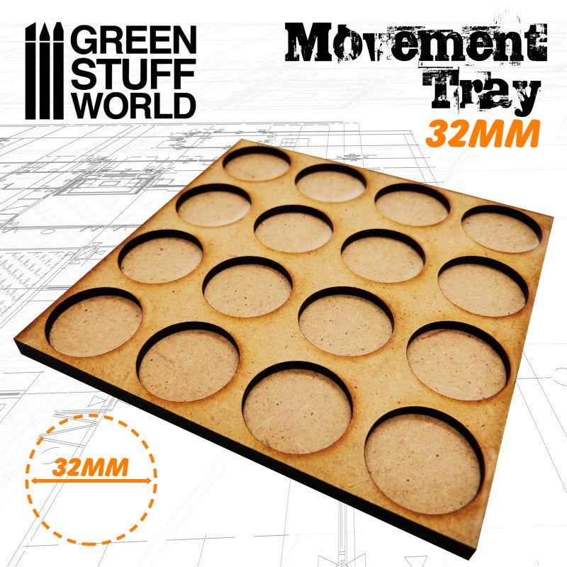 Green Stuff World MDF Movement Trays 32mm 4x4 - Skirmish Lines