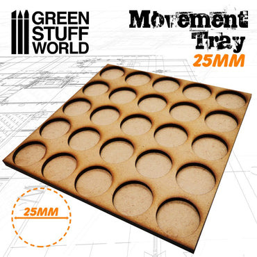 Green Stuff World MDF Movement Trays 25mm 5x5 - Skirmish Lines