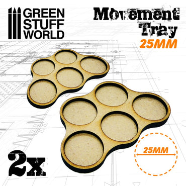 Green Stuff World: Movement Trays 25mm Skirmish x5