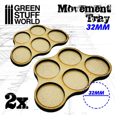 Green Stuff World: Movement Trays 32mm Skirmish x5
