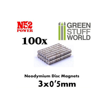 Green Stuff World Neodymium Magnets 3x0'5mm - 100 units (N52)