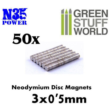 Green Stuff World Neodymium Magnets 3x0'5mm - 50 units (N35)