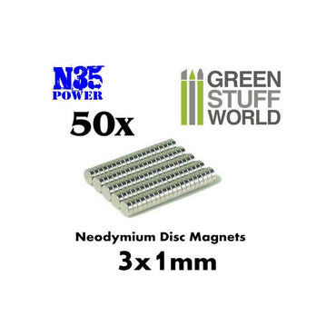 Green Stuff World Neodymium Magnets 3x1mm - 50 units (N35)